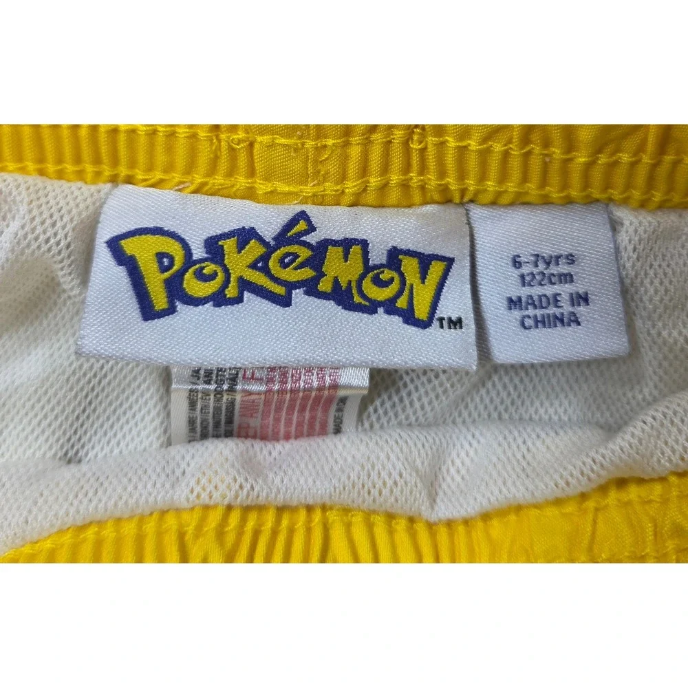 Pokemon Pikachu Boys Swim Trunks Yellow Lightning Bolt Mesh Lined Size 6-7 Years